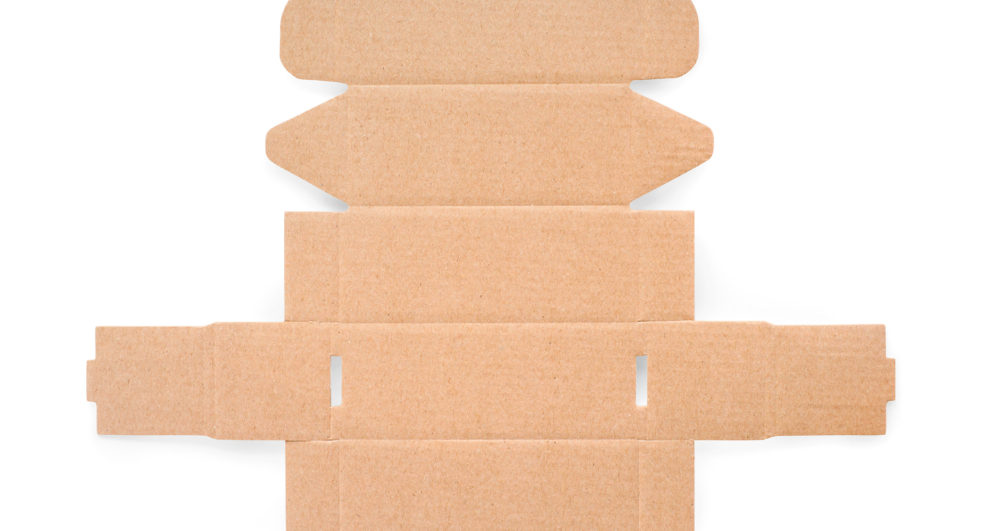 Blank cardboard box cutting. Texture and template. Isolated on white, clipping path included